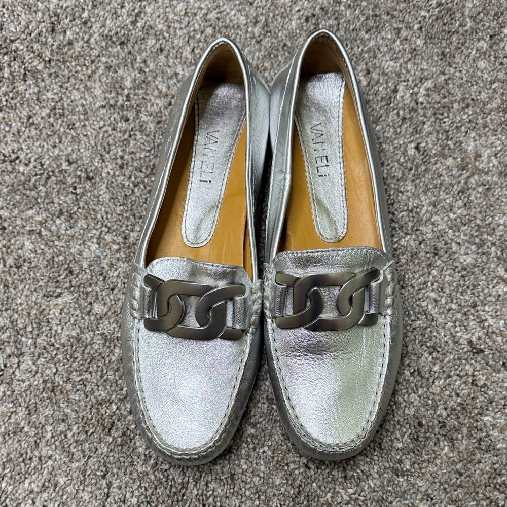 Vaneli Metallic Silver Loafers